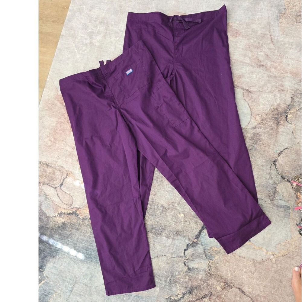 Cherokee Scrub Pants Medium Purple Eggplant Nurse Medical Workwear Set 2